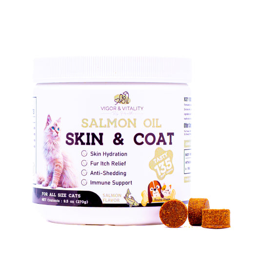 Vigor & Vitality Salmon Oil Skin & Coat Care For Cats Supplements, Treat, Chews 135 Chews (Salmon Flavour)