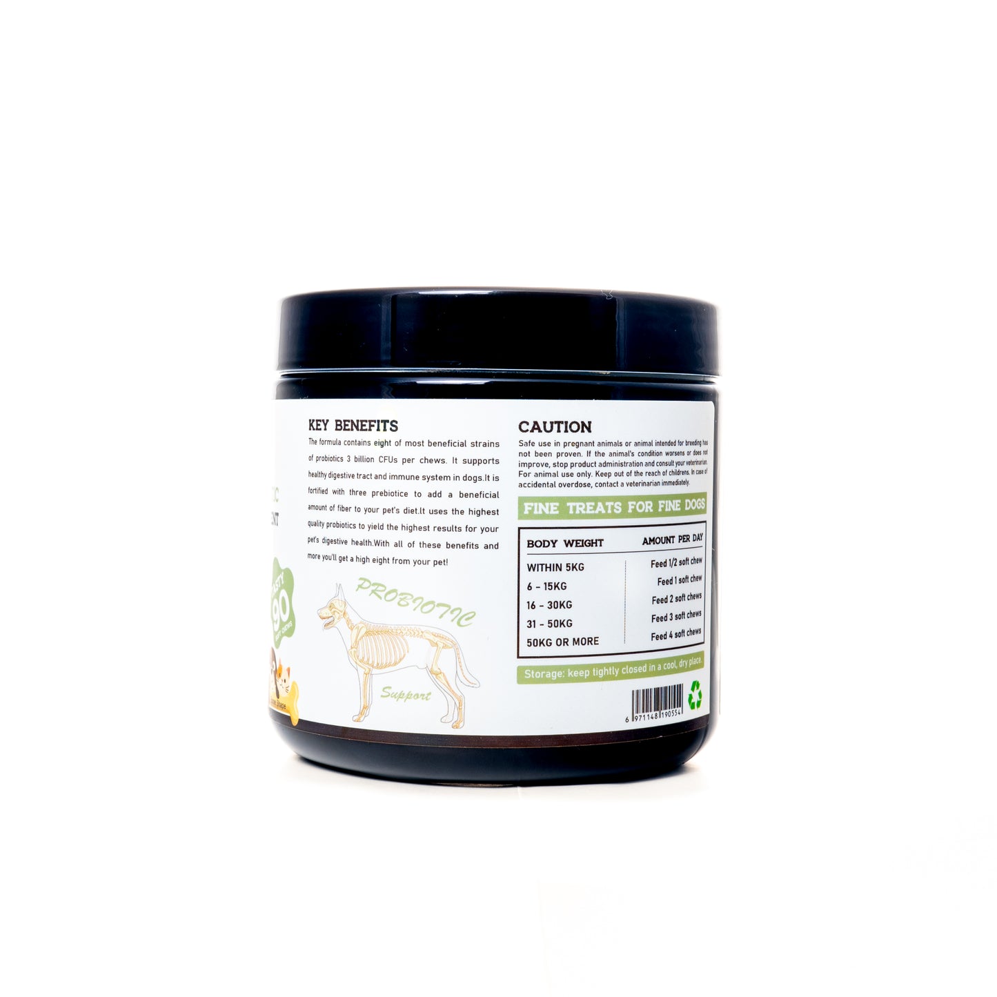 Vigor & Vitality 8 Strain Probiotic Digestive Care For Gut Health, Supplement Dog Chews, Treats 90 Chews (Chicken Flavour)