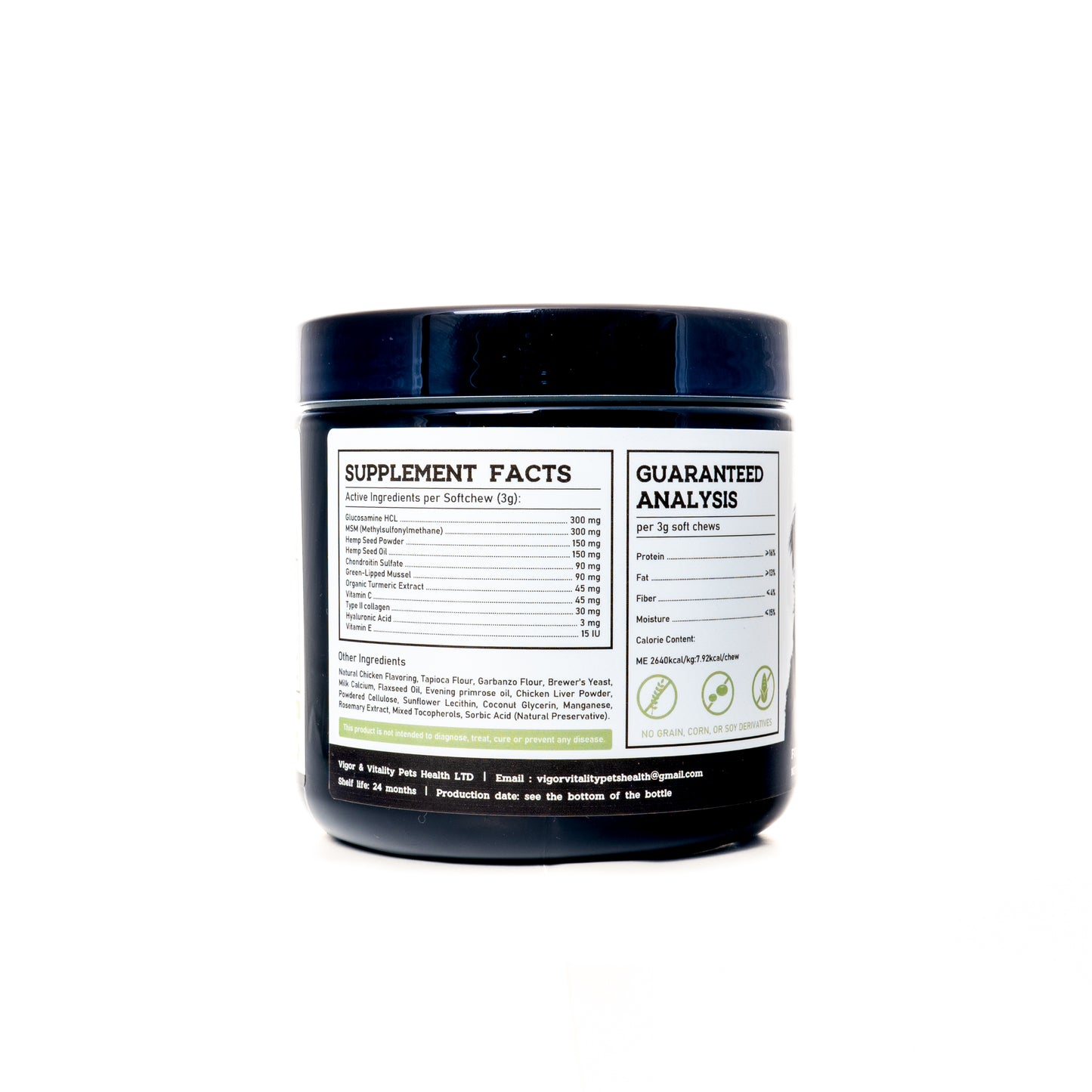 Vigor & Vitality Advanced Hemp & Joint Care: Hip & Joint Care For Dogs With Glucosamine, Chondroitin & Green Lipped Mussel, Supplements Treats, Chews 90 Chews (Chicken Flavour)