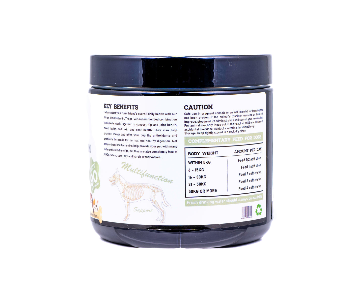 Vigor & Vitality 10 in 1 Multivitamin Dog Chews For Skin & Coat Support, Digestive Health, Overall Wellbeing, Treats & Supplements 90 Chews (Beef Flavour)