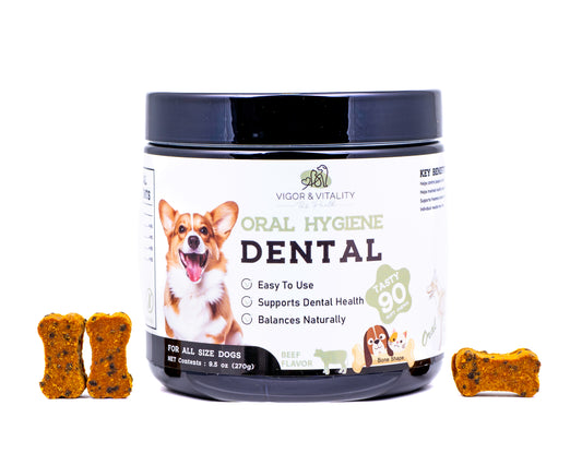 Vigor & Vitality Dog Oral Hygiene Dental Chews For Healthy Teeth & Gums, Fresh Breath, Plaque & Tarta Control 90 Chews (Beef Flavour)