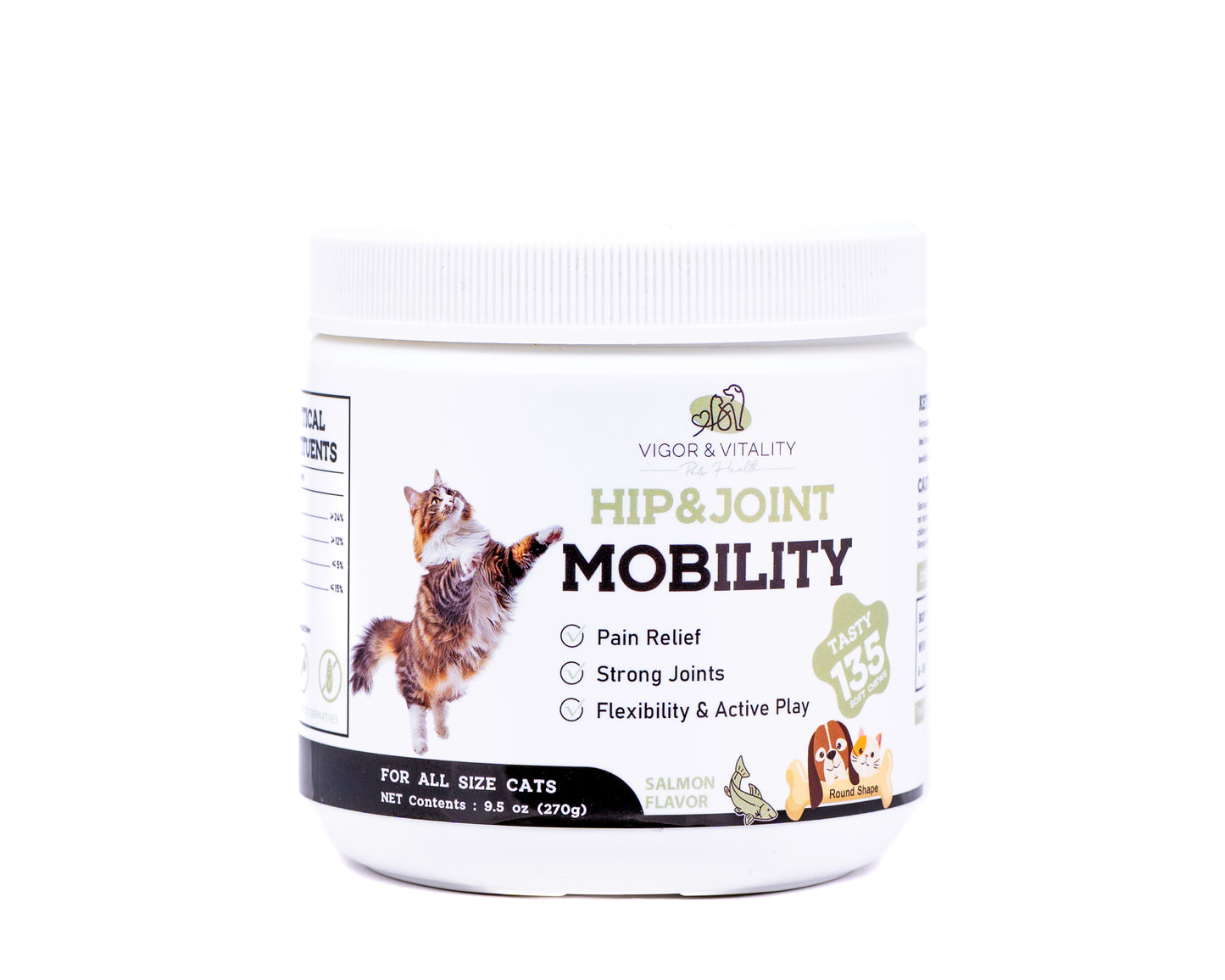 Vigor & Vitality Hip & Joint Mobility Cat Supplements Treat Chews 135 Chews (Salmon Flavour)