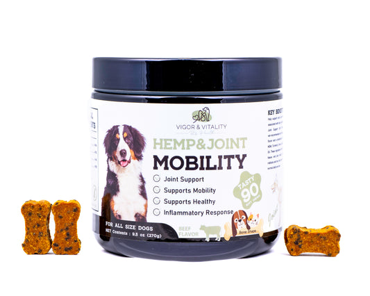 Vigor & Vitality Advanced Hemp & Joint Care: Hip & Joint Care For Dogs With Glucosamine, Chondroitin & Green Lipped Mussel, Supplements Treats, Chews 90 Chews (Beef Flavour)