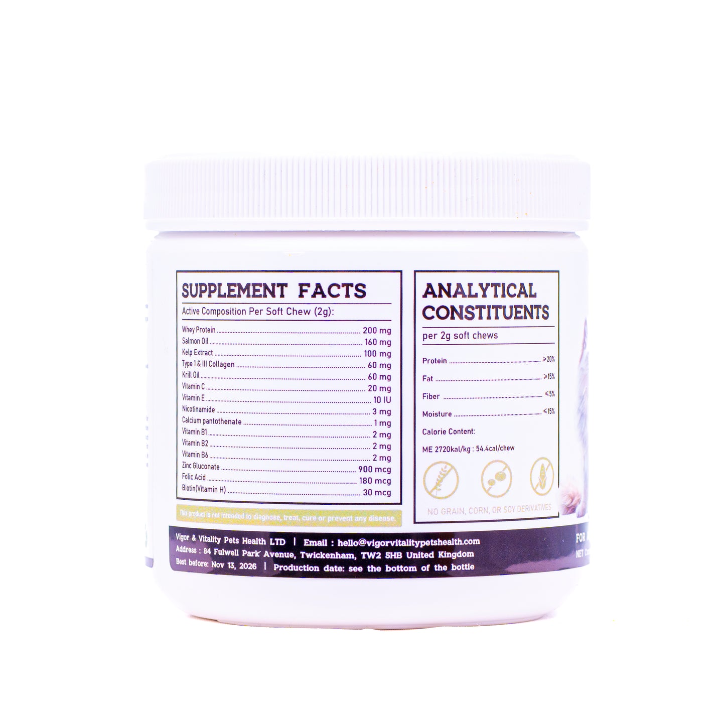 Vigor & Vitality Salmon Oil Skin & Coat Care For Cats Supplements, Treat, Chews 135 Chews (Salmon Flavour)